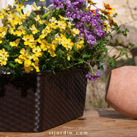 Balconnière Naturelle Esprit rotin à réserve d'eau - 8L 40cm