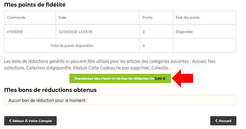 mes points de fidélités